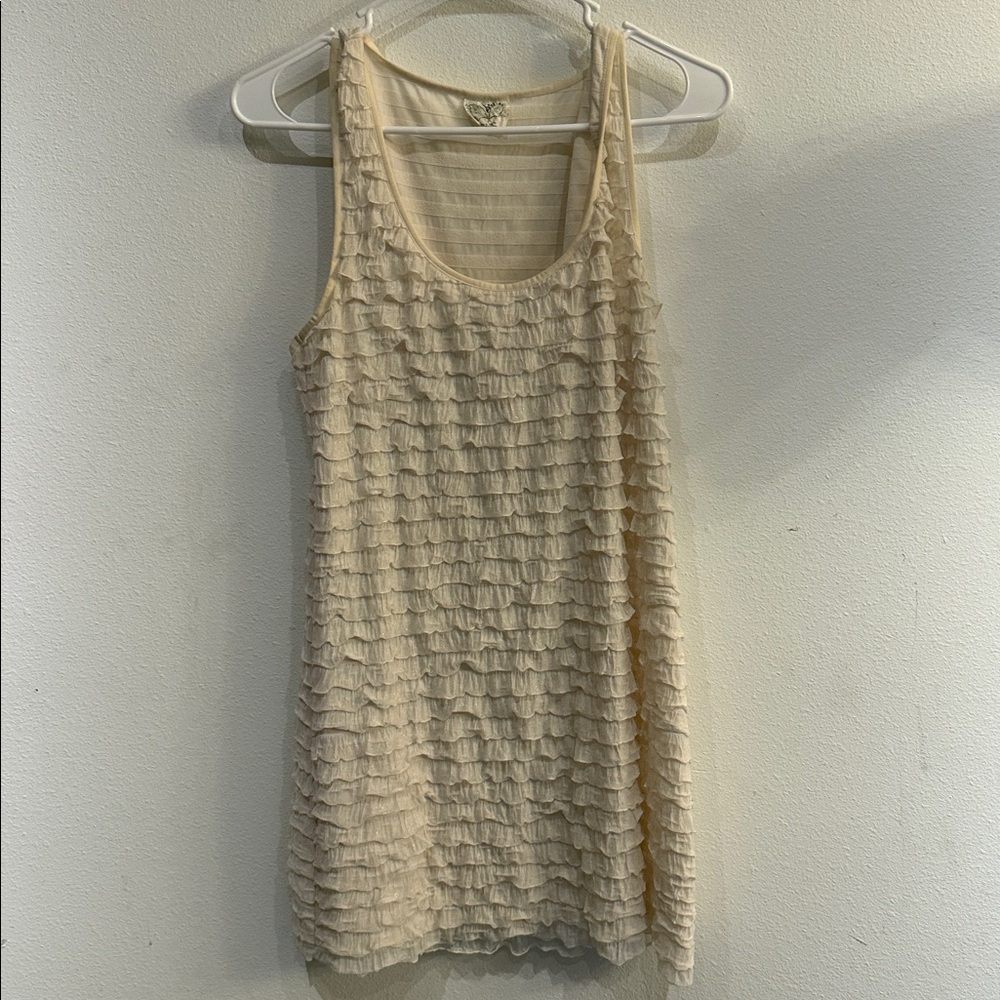 Free People Cream Textured Top